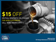 Get $15 OFF on full synthetic oil change